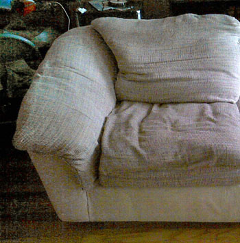 Photo of half the couch early in the project.