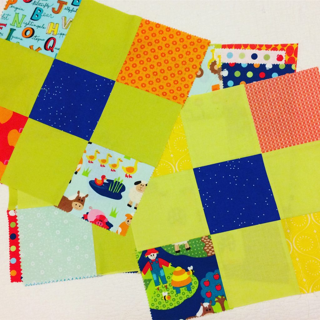 “Nine-Patch Animals” blocks in progress